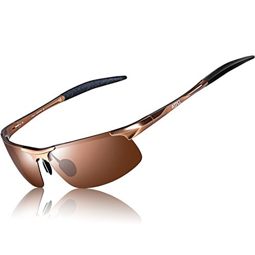 ATTCL Men's HOT Fashion Driving Polarized Sunglasses for Men Al-Mg metal Frame 8177Coffee