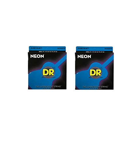 DR Guitar Strings Acoustic Neon Blue Medium 12-54 Luminescent 2 Pack