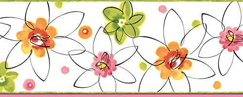 Chesapeake BBC94031B Butterbean Crazy Daisies Toss Wallpaper Border  Pink
