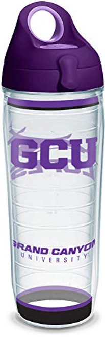 Tervis Grand Canyon University Tradition Insulated Tumbler with Wrap and Purple Lid  24oz Water Bottle  Clear