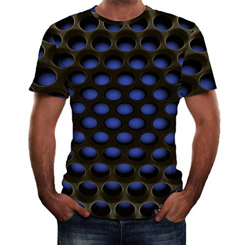 GREFER Sweatshirts Mens Creative 3D Digital Geometric Printing Hoodies - Heavyweight Long Sleeve Outwear T-Shirts  XXXXXX-Large  X-Blue