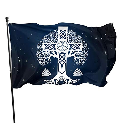 CHANGQUDD Tree of Life Celtic Cross 3x5 Ft American Flag Outdoor Banner Family Banner Garden Banner Black CHANGQUDD Tree of Life Celtic Cross 3x5 Ft American Flag Outdoor Banner Family Banner Garden Banner Black