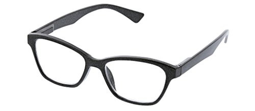 Peepers by PeeperSpecs Women's Glitz and Glam Cat-Eye Reading Glasses  Black - Focus Blue Light Filtering Lenses  50 mm Plus 2