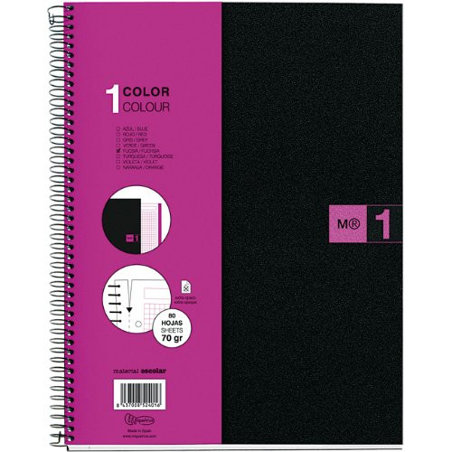 Miquelrius Single Subject Spiral Notebook  Graph Quad Pages  Purple  80 Sheets  8.5" x 11"