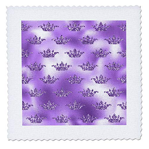 3dRose Glam Purple Image Of Foil and Image Of Glitter Crown Pattern - Quilt Squares  qs_341260_5
