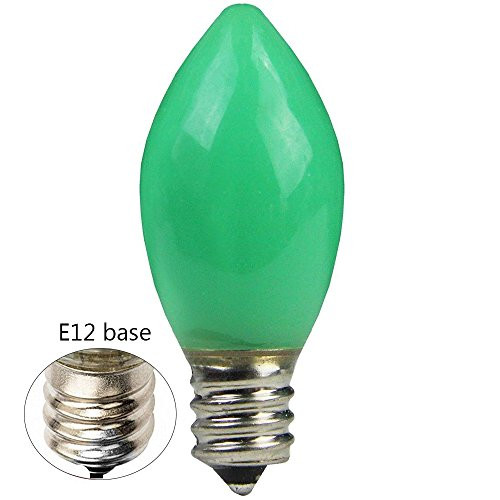 Goothy Indoor ? Outdoor String Light C7 Ceramic Christmas Replacement Bulbs, 5 Watt-Green