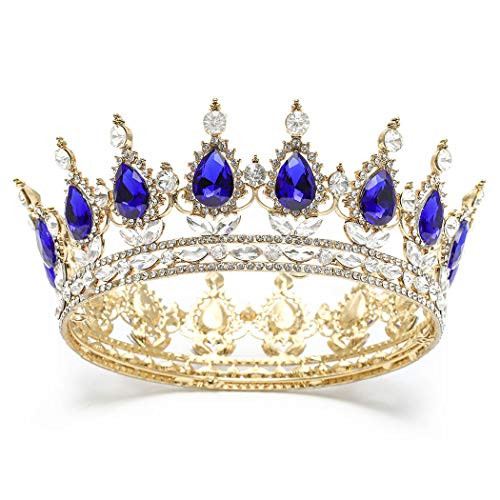 Fairyu Baroque Queen Crown and Tiaras Sparkly Rhinestone Wedding Crown Royal Tiaras for Women and Girls Blue Fairyu Baroque Queen Crown and Tiaras Sparkly Rhinestone Wedding Crown Royal Tiaras for Women and Girls Blue