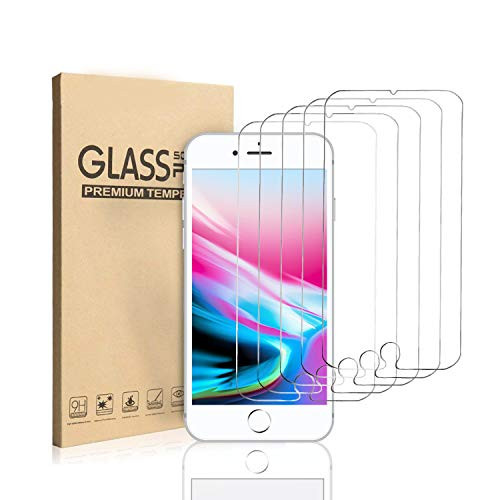 BOOSTAR [5 Pack] Screen Protector Compatible with iPhone 8 / iPhone 7 / iPhone 6S / iPhone 6, 4.7 Inch, 0.26mm Tempered Glass Screen Protector, 3D Touch, Case Friendly, Bubble Free, Anti-Scratch
