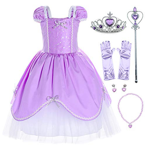 Joy Join Princess Costume Dress for Little Girls Birthday Party with Gloves Crown Wand Necklace 3T 4T