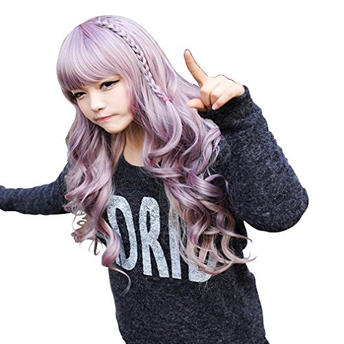 Amybria Short Gintama Sakata Gintoki Heat Resistant Cosplay Full Hair Wig Silver White  Purple