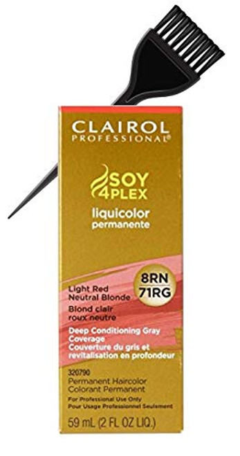 Clairol Soy4Plex LiquiColor PERMANENT Liquid HAIR COLOR w Sleek Tint Brush Gray Busters Permanente Professional Grey Haircolor 8RN 71RG Light Red Neutral Blonde Clairol Soy4Plex LiquiColor PERMANENT Liquid HAIR COLOR w Sleek Tint Brush Gray Busters Permanente Professional Grey Haircolor 8RN 71RG Light Red Neutral Blonde