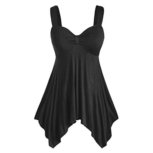 HIRIRI Women's V Neck Asymmetrical Hem Loose Spaghetti Strap Camisoles Tank Top Plus Size Sleeveless Flowy Shirt Black HIRIRI Women's V Neck Asymmetrical Hem Loose Spaghetti Strap Camisoles Tank Top Plus Size Sleeveless Flowy Shirt Black
