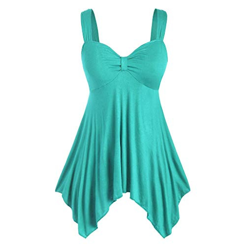 HIRIRI Women's V Neck Asymmetrical Hem Loose Spaghetti Strap Camisoles Tank Top Plus Size Sleeveless Flowy Shirt Blue HIRIRI Women's V Neck Asymmetrical Hem Loose Spaghetti Strap Camisoles Tank Top Plus Size Sleeveless Flowy Shirt Blue