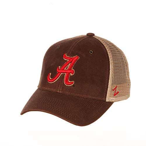 NCAA Zephyr Alabama Crimson Tide Mens Mesa Waxed Cotton Trucker Hat  Adjustable  Brown