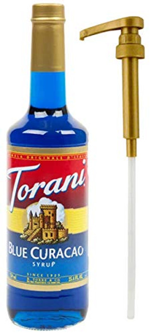 Torani Blue Curacao flavor Syrup 25.4 Oz and 1 Torani Syrup Pump Torani Blue Curacao flavor Syrup 25.4 Oz and 1 Torani Syrup Pump