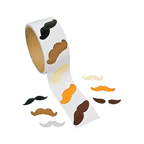 Fun Express - Mustache Stickers (100pc) - Stationery - Stickers - Stickers - Roll - 100 Pieces