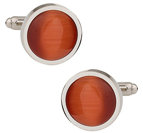 Cuff-Daddy Round Orange Catseye-Style Cufflinks with Presentation Box
