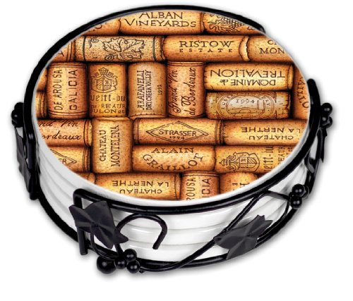 Art Plates"Corks" Ceramic Drink Coaster Set