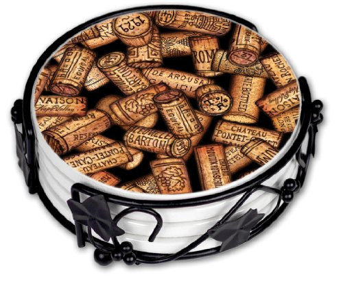 Art Plates"Wine Corks" Ceramic Drink Coaster Set