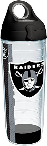 Tervis NFL Oakland Raiders Stripe Tumbler with Wrap and Black with Gray Lid 24oz Water Bottle  Clear