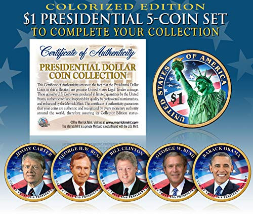 Living Presidents 2016 Presidential 1 Dollar Colorized 2-Sided 5-Coin Full Set