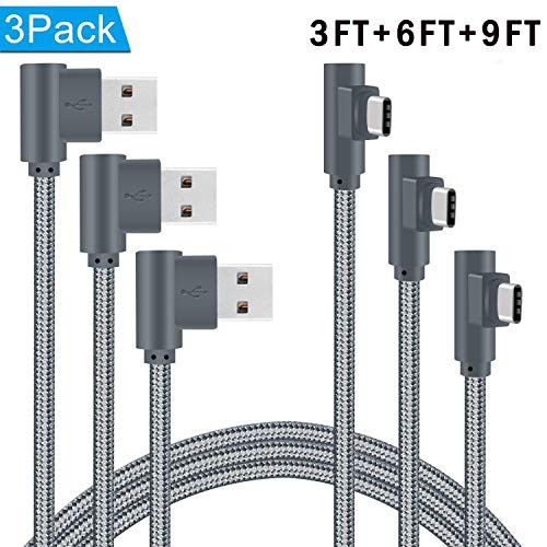 Type C Cable, Linwood 3ft 6ft 10ft Right Angle 90° Nylon Braided Cord USB C Charger for Samsung Galaxy S9/S8+, Google Pixel XL, LG G5/G6/V20,ZTE Zmax Pro Z981,HTC 11,Nexus 6P 5X (Angled-Grey) Type C Cable, Linwood 3ft 6ft 10ft Right Angle 90° Nylon Braided Cord USB C Charger for Samsung Galaxy S9/S8+, Google Pixel XL, LG G5/G6/V20,ZTE Zmax Pro Z981,HTC 11,Nexus 6P 5X (Angled-Grey)