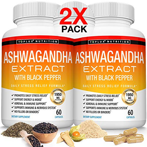 Organic Ashwagandha Root Powder Pills with Black Pepper Extract - 1950 Mg Pure Natural Ashwagandha Supplement Support Mood and Energy Stress Response Adrenal Support for Men Women 60 Capsules Organic Ashwagandha Root Powder Pills with Black Pepper Extract - 1950 Mg Pure Natural Ashwagandha Supplement Support Mood and Energy Stress Response Adrenal Support for Men Women 60 Capsules