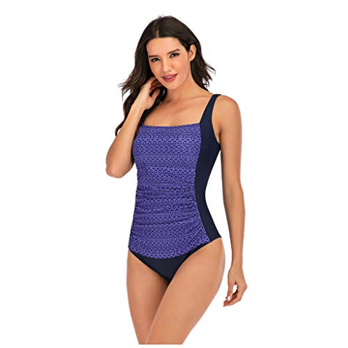 Traje De Baño Con para Mujer Traje De Baño De UNA Pieza Sin Espalda Bikini Retro Estampado De Cintura Alta Ropa De Playa Purple