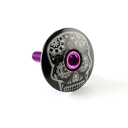 KustomCaps Sugar Skull  Center of Head  1 1 8" Headset Cap Black w Purple Bolt