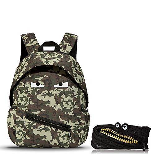 ZIPIT Grillz 2-Pack Bundle  Backpack  and  Pencil Case  Camo Green  and  Black