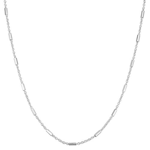 Kooljewelry Sterling Silver Bar Station Necklace  1.8 mm  24 inch