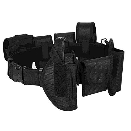 HAITRAL 10 in 1 Tactical Duty Belt  Modular Equipment System Security Military Tactical Duty Utility Belt  Black Belt for Law Enforcement Guard Security Hunting