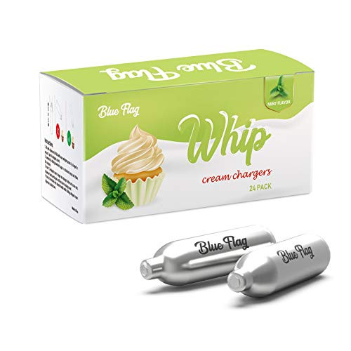 BLUE FLAG Mint Flavor Whipped Cream Chargers N2O Nitrous Oxide 8-Gram Cartridge for Whipper Whipped Cream Dispenser - 24 Packs