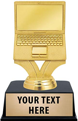 Crown Awards Computer Trophies with Custom Engraving  6" Personalized Gold Computer Computer Award Trophy On Black Base 1 Pack Prime