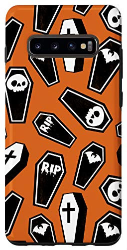 Galaxy S10Plus Goth Coffin Gothic Halloween Horror Orange Black White Case