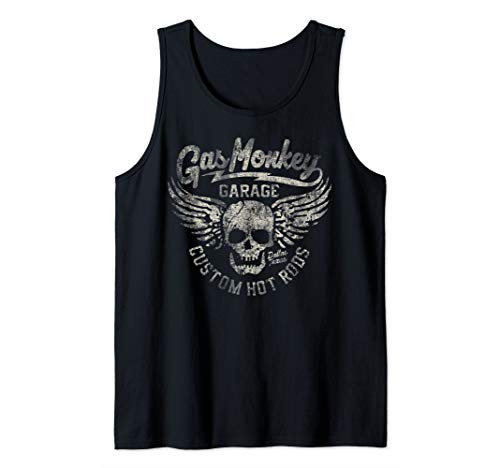Gas Monkey Garage Custom Hot Rods Winged Skull Faded Logo Tank Top