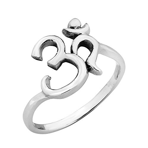 AeraVida Spiritual Harmony Ohm or Aum Symbol .925 Sterling Silver Ring  7
