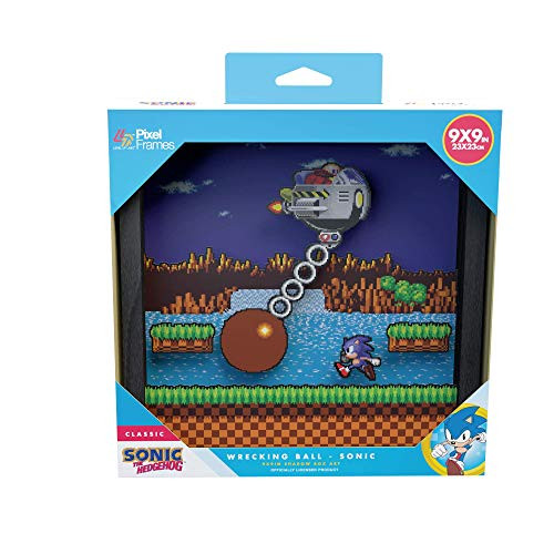 Pixel Frames Sonic The Hedgehog Wrecking Ball 9x9 inches  Big  Shadow Box Art