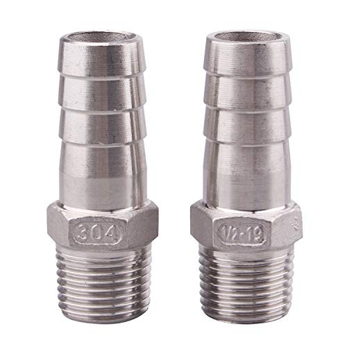 DERNORD Stainless Steel 3 4" Hose Barb x 1 2" NPT Male - Home Brew Pipe Fitting Pack of 2 DERNORD Stainless Steel 3 4" Hose Barb x 1 2" NPT Male - Home Brew Pipe Fitting Pack of 2
