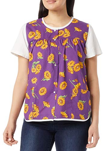 AmeriMark Patterned Womens Snap Front Cobbler Apron Vest with Two Patch Pockets Purple Multi 4X