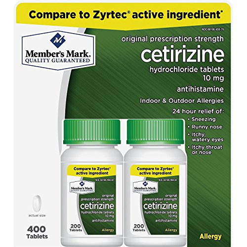 Member's Mark 10mg Cetirizine Hydrochloride Antihistamine  400 ct.