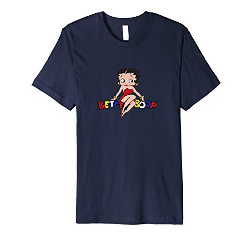 Betty Boop Betty Sitting on Logo Premium T-Shirt Betty Boop Betty Sitting on Logo Premium T-Shirt