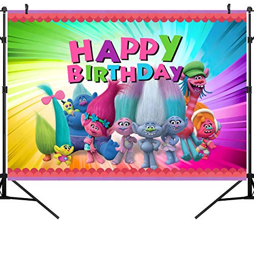 OUYIDA 5X3FT Animation Movies Background Happy Birthday Theme Party Photography Backdrops Baby Shower Colorful Decor Banner Photo Booth Trolls Poppy Vinyl Photo Studio Props PCK26 OUYIDA 5X3FT Animation Movies Background Happy Birthday Theme Party Photography Backdrops Baby Shower Colorful Decor Banner Photo Booth Trolls Poppy Vinyl Photo Studio Props PCK26