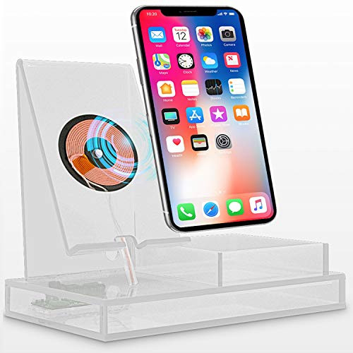 Elements Of Order QI Wireless Charging Station with 10W Fast Phone Charging Station and Tablet Charging Port Frosted Acrylic