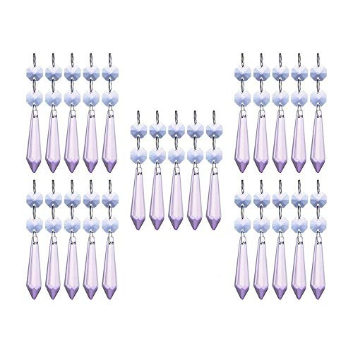 HDCRYSTALGIFTS 55mm Sun Catcher Crystal Icicle Prisms Chandelier Drops  25pcs  Purple