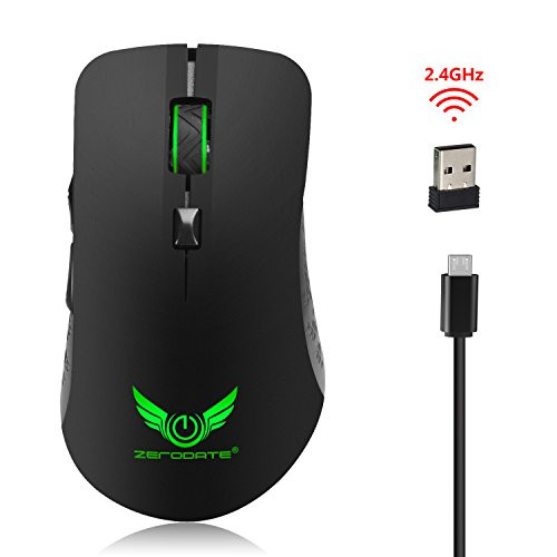 Wireless Mouse,Attoe Ergonomic 2.4G Wireless Mouse Rechargeable Gaming Mouse 4 Adjustable DPI Optic Mouse with 7 Colors Breathing Light for PC Laptop Notebook Android Windows OS Mac (Black)