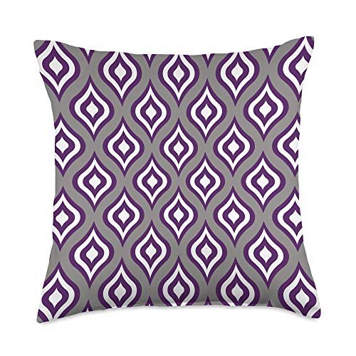 AFU Decorative Throw Pillows Purple Moroccan Ogee Trellis Home Decorative Throw Pillow  18x18  Multicolor