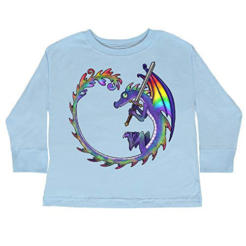 inktastic Rainbow Dragon with Toddler Long Sleeve T-Shirt 4T Light Blue 3bc1f