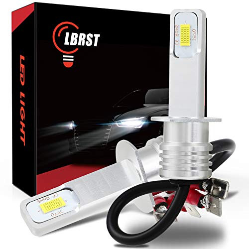 LBRST H1 LED Bulbs 4800lm 6000K Xenon White  Super Bright DRL Replacement Bulb for Hi Lo Beam  Fog Light  Daytime Running Light plug and play 2PCS