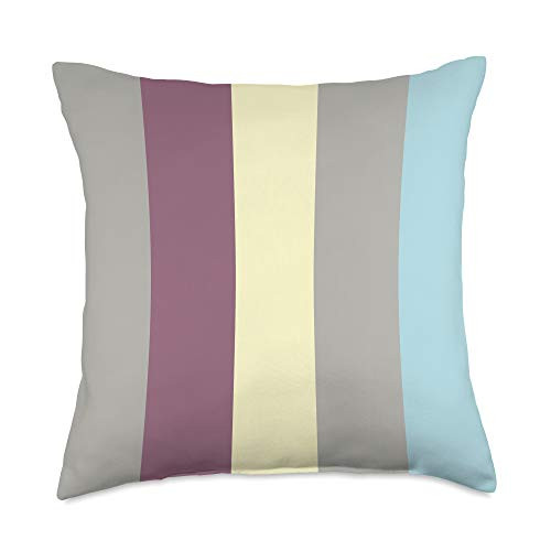 ColorblockPillows Elegant Blue Grey Gray Purple Palette Modern Stripe Pattern Throw Pillow  18x18  Multicolor